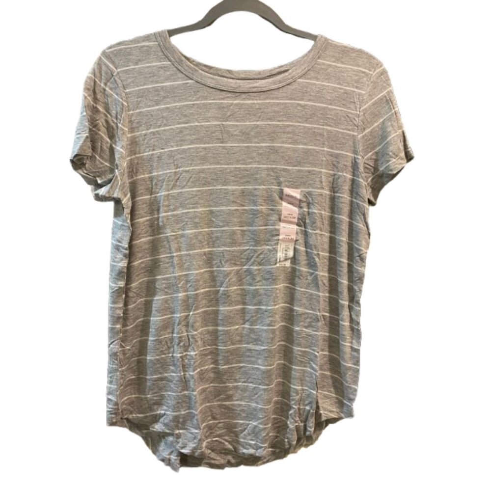 Juniors Medium T-shirt SO Crew neck short sleeve gray w/ white stripe NEW